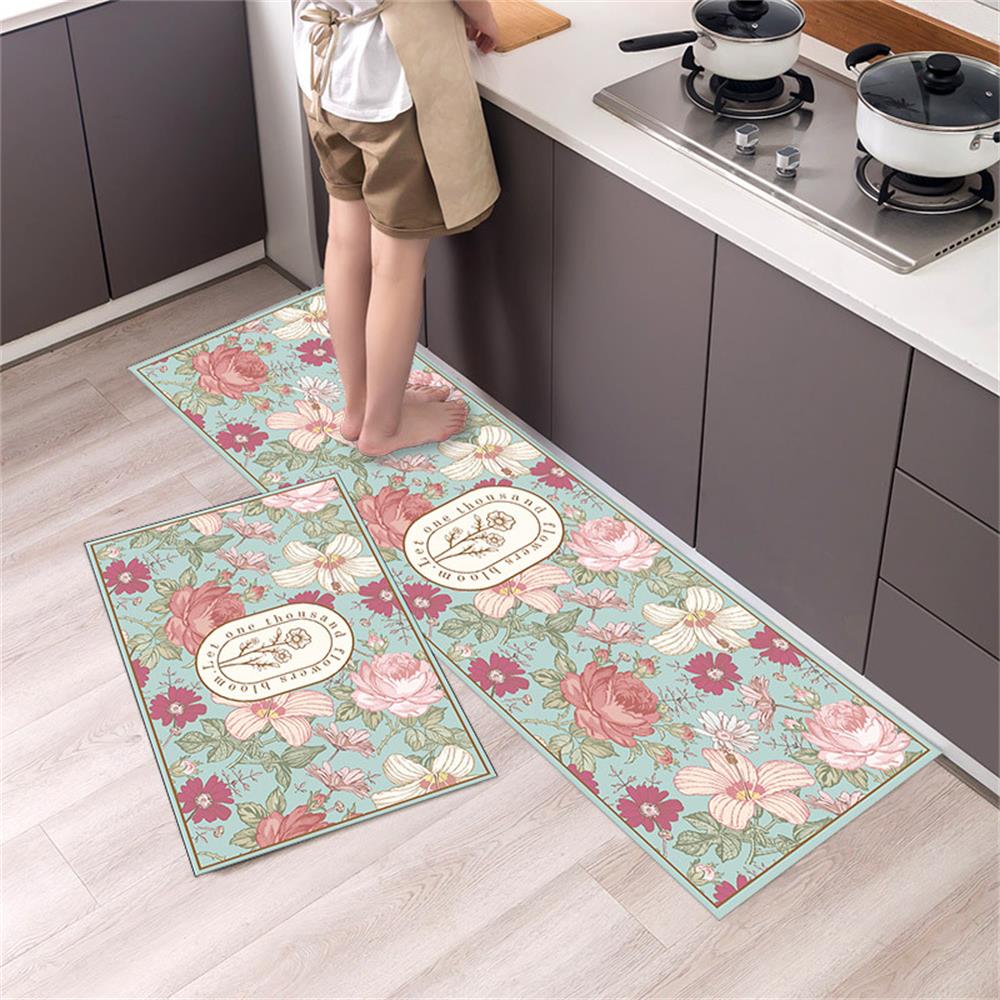 Black White Moroccan Pattern Kitchen Mat Non-Slip Machine Washable Rug Set for Home Decor Anti-Fatigue Floor Mats