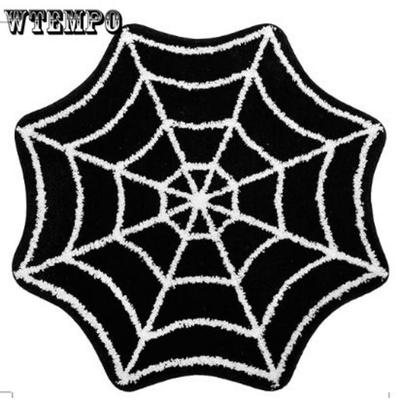 Black Spider Web Entrance Door Mat, Foyer Decorative Foot Mat