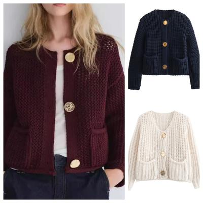 Cardigans Tricotados Outono Inverno Para Mulheres Casuais Botão Manga Longa Suéter Feminino Moda Solto Cardigans Casaco
