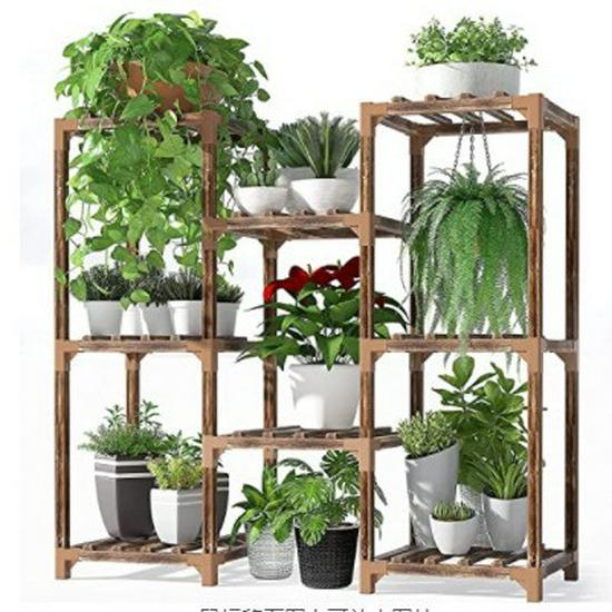 INS Antiseptic Wood Plant Stand: Movable Flower & Succulent Rack for Indoor/Outdoor Use