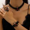 Gothic Punk Rhinestone Spider Jewelry Set for Halloween (Necklace, Bracelet, Ring) Unisex