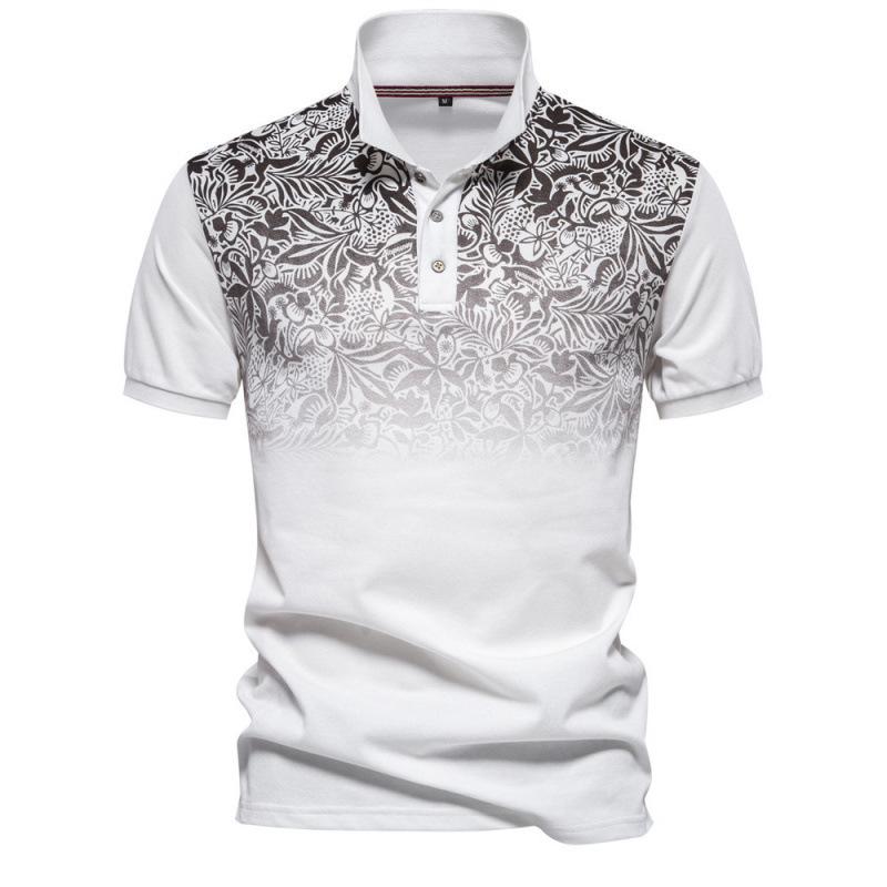 European and American Men's Fashion Summer Thin Short Sleeved Polo Shirt with Lapel Button Slim Fit Top T-shirt