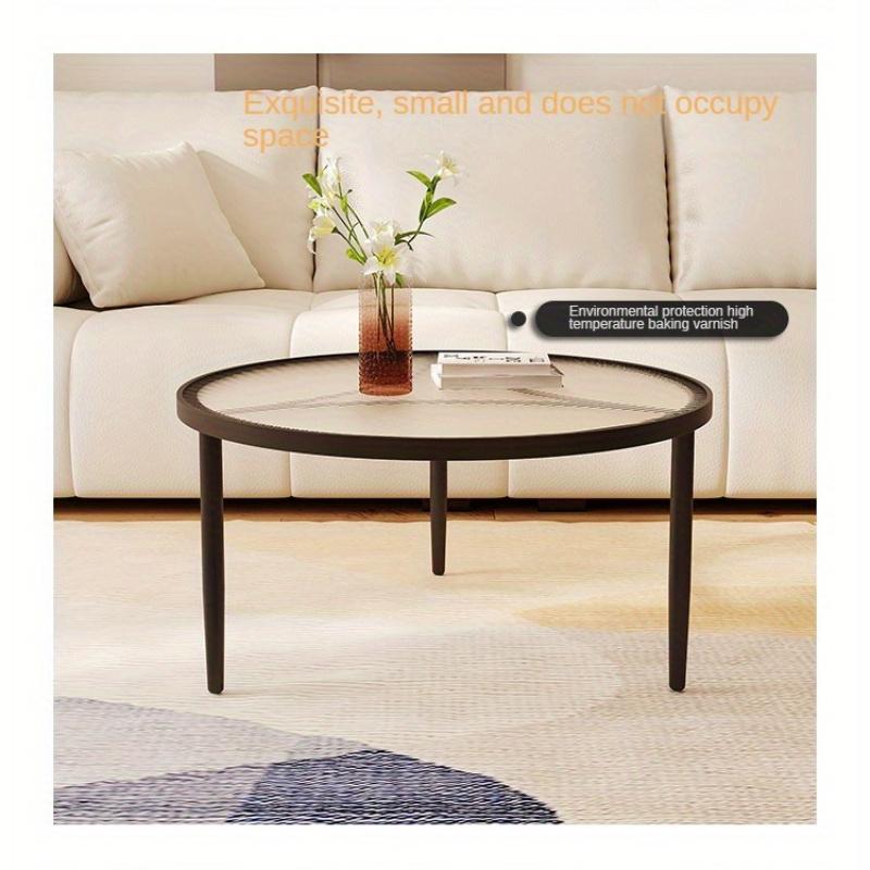 Minimalist Tempered Glass Round Table - Metal Base Desk Reception Desk Coffee Table, Three Legs, Minimalist Furniture