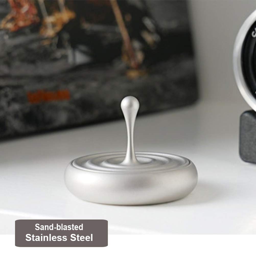 Sanwer Metal Water Droplet Desktop Toy with Spinning Rotating Magnetic Spinning Desktop Droplet Spinner Hand Twist Tabletop Base Gyro, Base, Top, Toy,