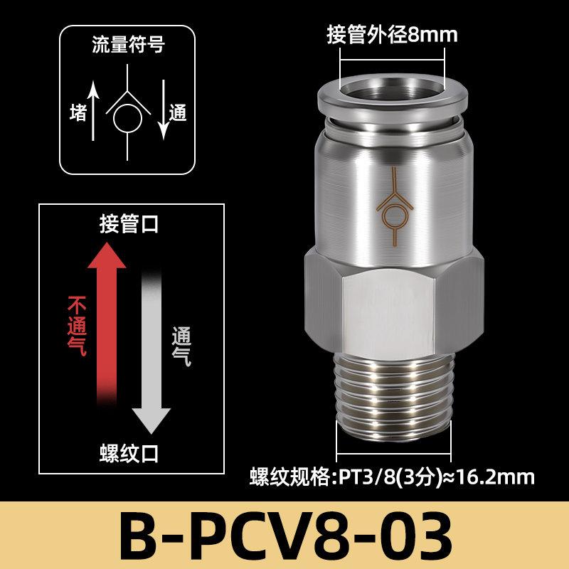 6 8 10 12 m Push in Connect 1/8“ 1/4" 3/8" 1/2" BSPT Male 304 Stainless Steel Pneumatic Air Non-return Check One Way Valve