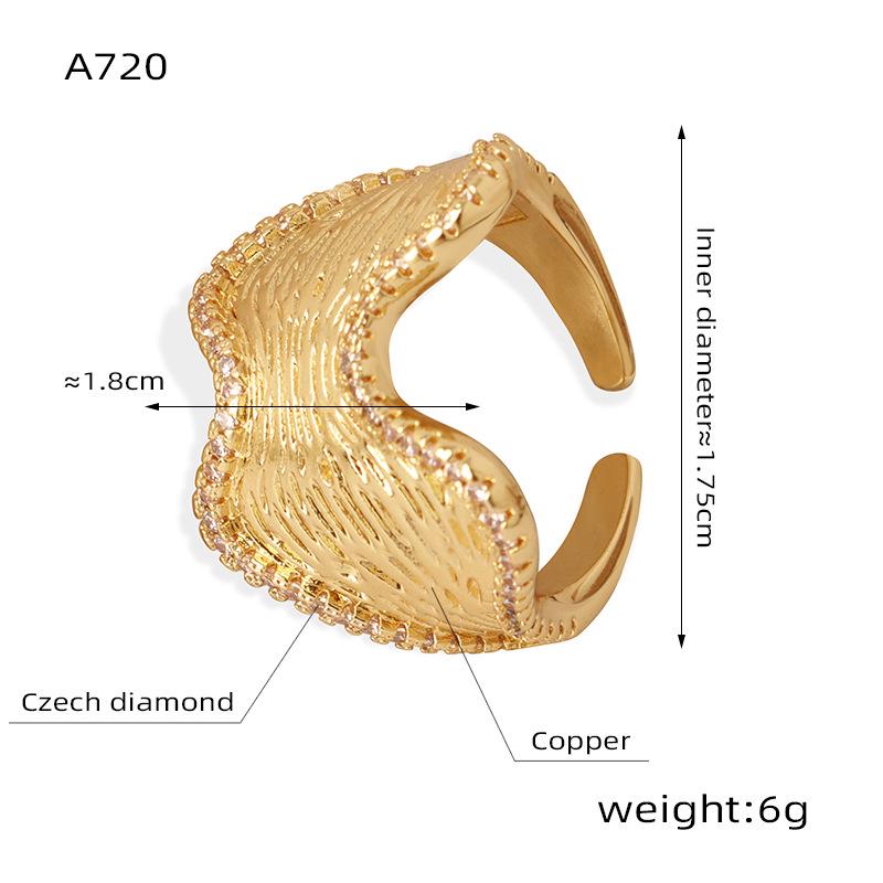 European American Women's Minimalist Geometric Textured Open Ring - Irregular Bark Design