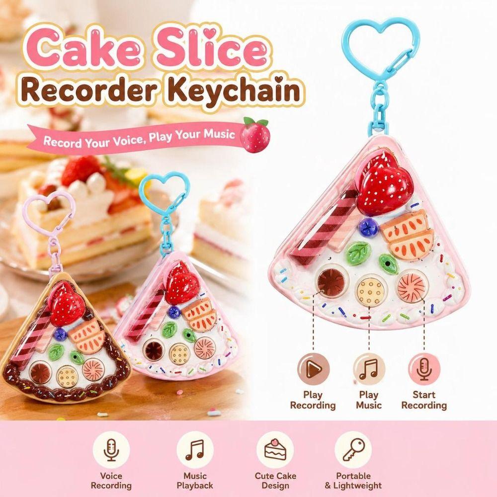 Keyring Voice Recording Keychain with Happy Birthday Song Dessert Bag Charm Pendant Birthday Gift