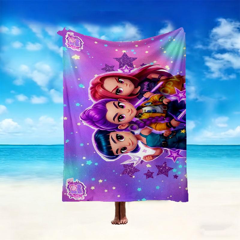 Kpop Demon Hunters Pattern Blanket, Cozy Blanket for All-Season Comfort on Sofas, Beds, Office, Car, Camping and Travel