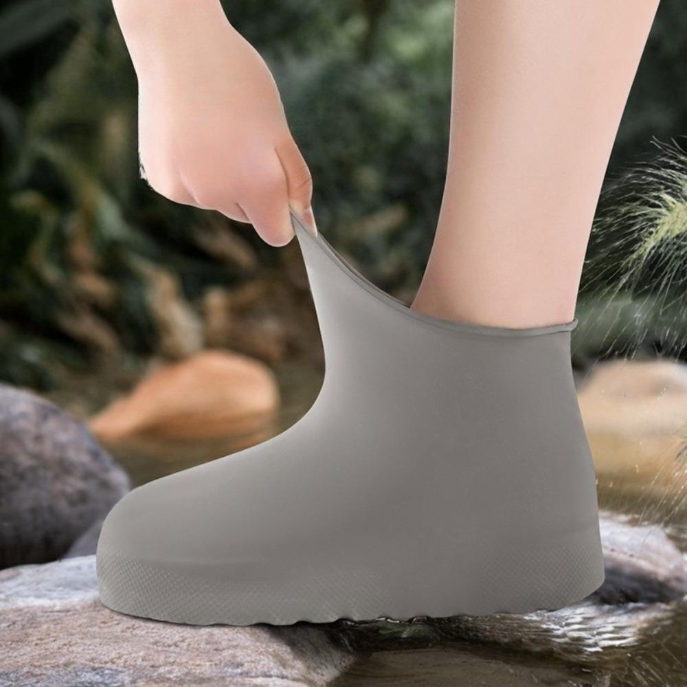 1Pair Upgraded Latex Waterproof Shoe Covers Extra Thick High Top Anti-Slip Reusable for Outdoor Travel Rainy Day Unisex Overshoe