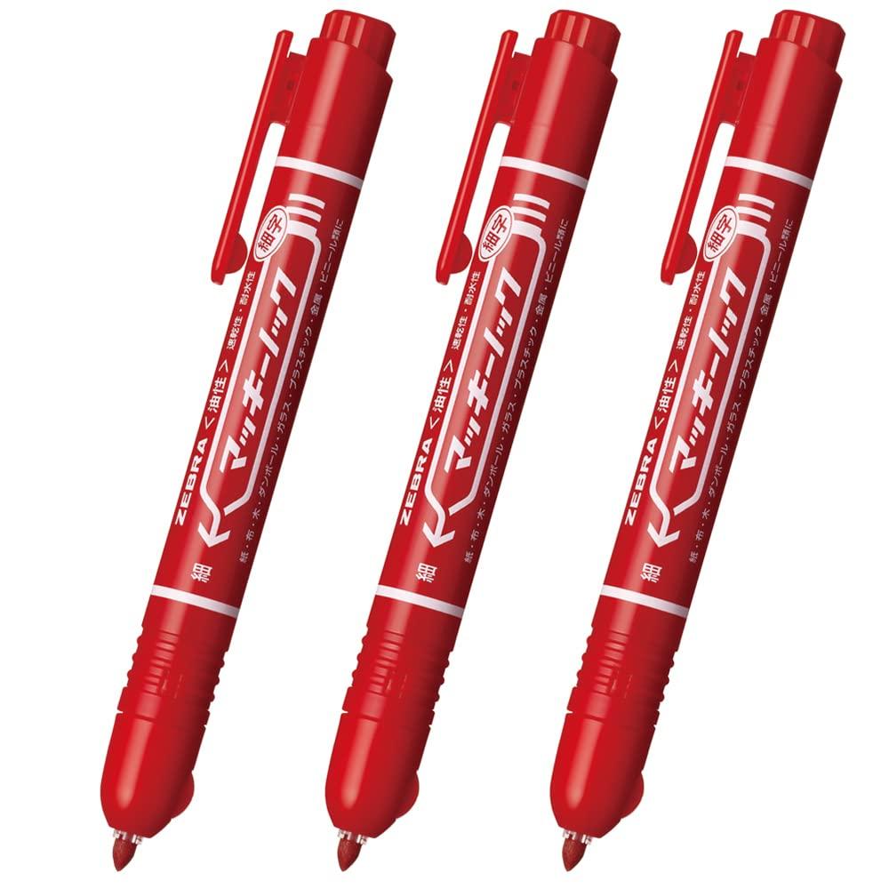 Zebra Macky Knock Fine Oil-Based Marker, Tip, Red, 3-Pack, P-YYSS6-R3-AZ