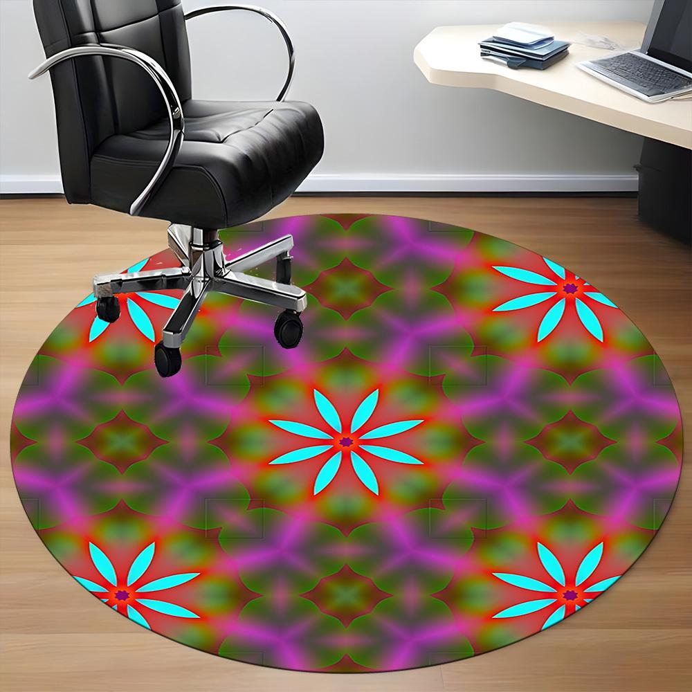 1pc Floral Pattern Carpet, Round Non Slip Durable Large Size Office Carpet, Suitable for Office