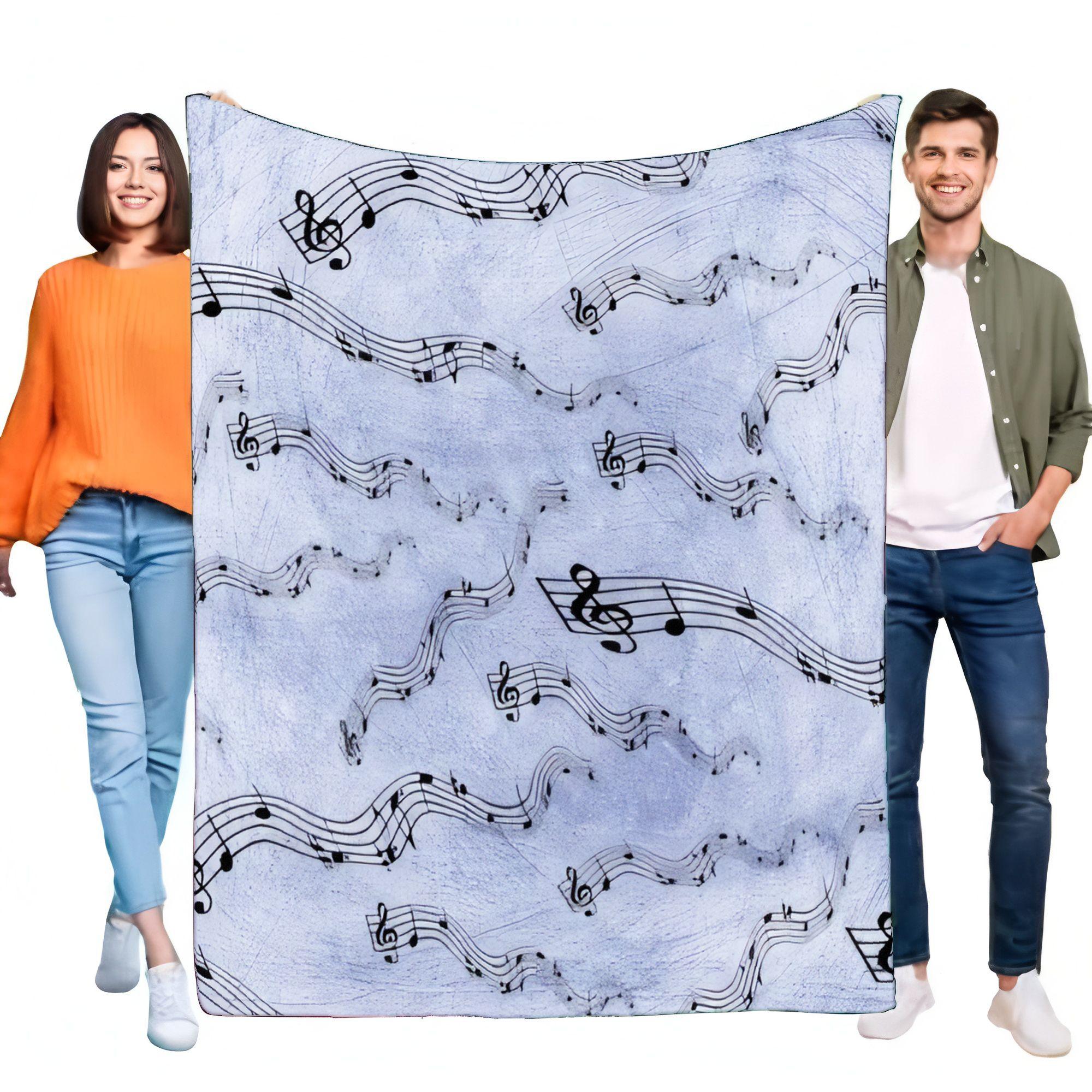 Musical Notes Blanket Soft Cozy Lightweight Bed Sofa Throw Perfect for Music Lovers Birthday Gift 75x100cm (30x40inch)