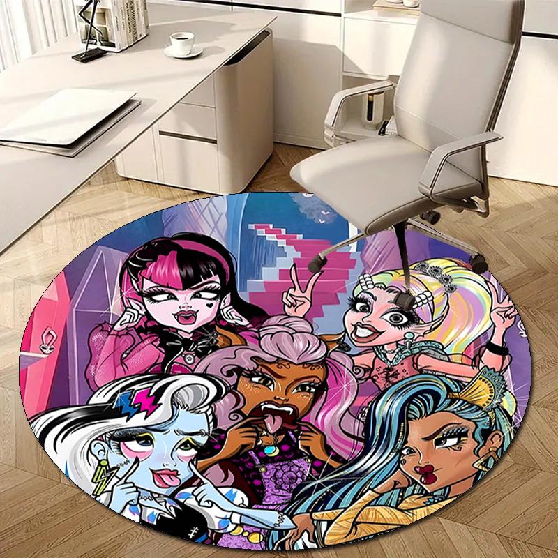 1pc Monster High Draculaura4 Design Printed Area Round Carpet for Bedroom Living Room Home Decor Rugs Mat Non Slip Mat Rug for Bedside
