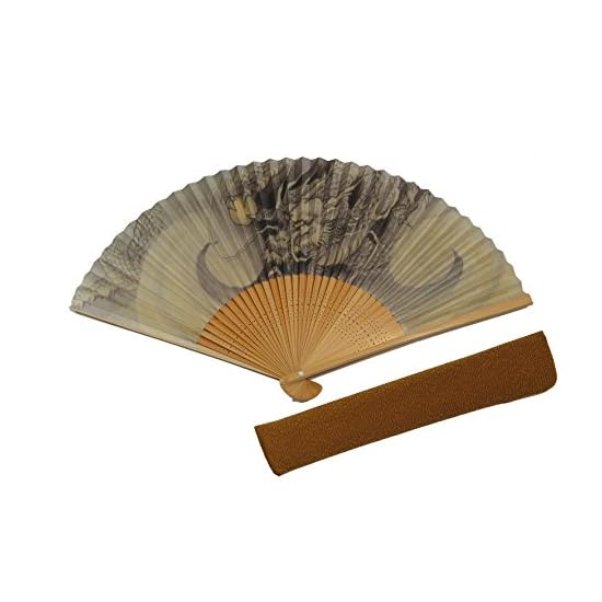[Hasegawa] Men's Folding Fan, Lucky Charm "Dragon", Tailored by Kyoto Craftsmen, Includes Fan Case, 