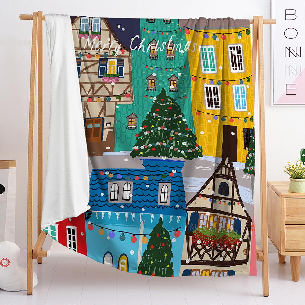 Blanket Flannel Blanket Christmas Illustration 3D Digital Printing Blanket Blanket Living Room