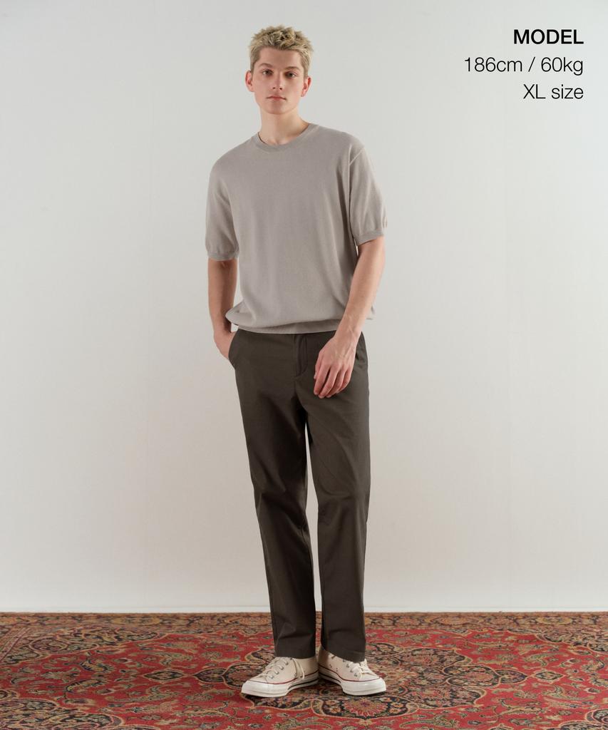 Musinsa Standard Washable Supima Cotton Crew Neck Short Sleeve Knit [Mushroom]