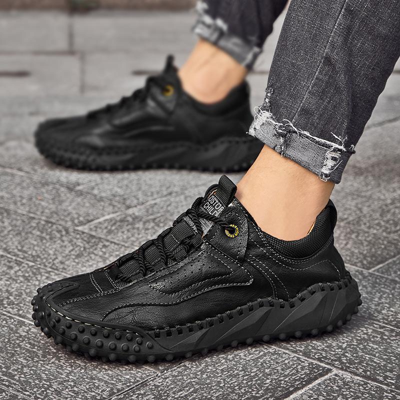Men Leather Casual Shoes Outdoor High Quality Brown Men's Sneakers Soft Homme Classic Non-slip Lace-up Men Flats Moccasin Shoes
