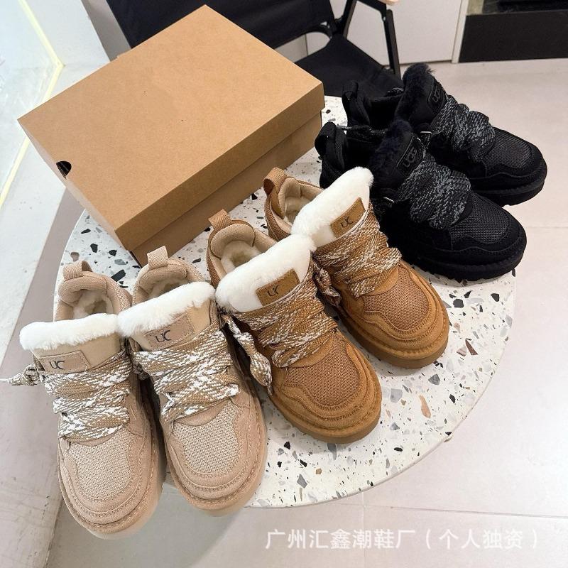 Lace-up Mel low-top eva bottom cowhide wool warm casual snow boots winter models