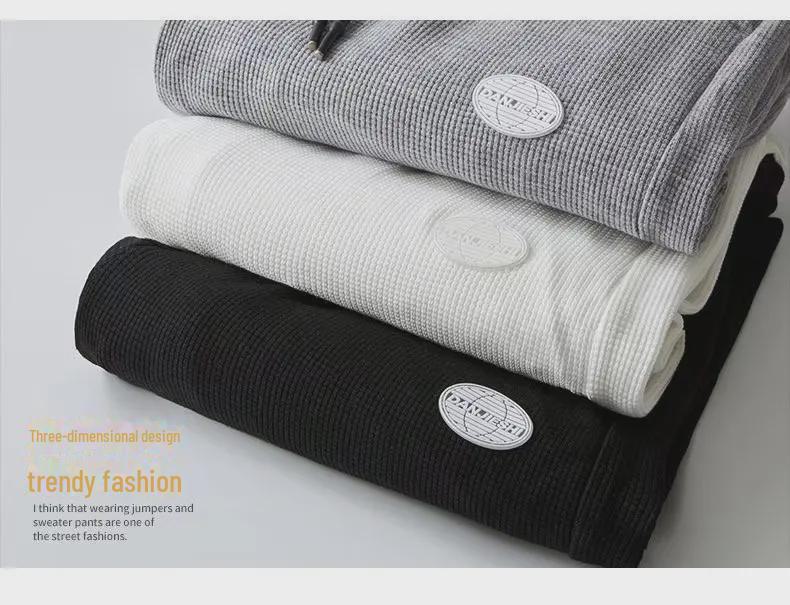 Pantaloni della tuta waffle da uomo: Casual, di tendenza, vestibilità ampia con polsini per primavera e autunno