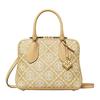 T Monogram Raffia Pattern Hardware Zipper Closure Leather And Polyester Mini Shoulder Tote Crossbody Bag Women Bags Natural 160717-254