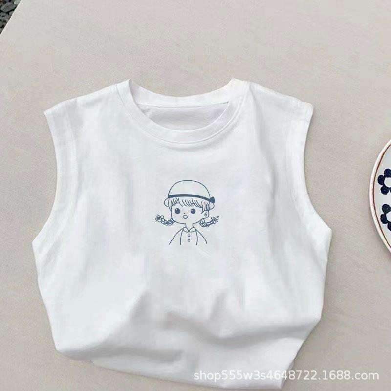 Men's and Women's Vests, Children's Baby Summer Sleeveless Tops, New Children's Versatile Bottoming Shirts, Children's Clothing Trend
