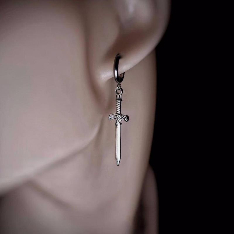 Unisex Silber Gotische Schwert Anhänger Ohrringe