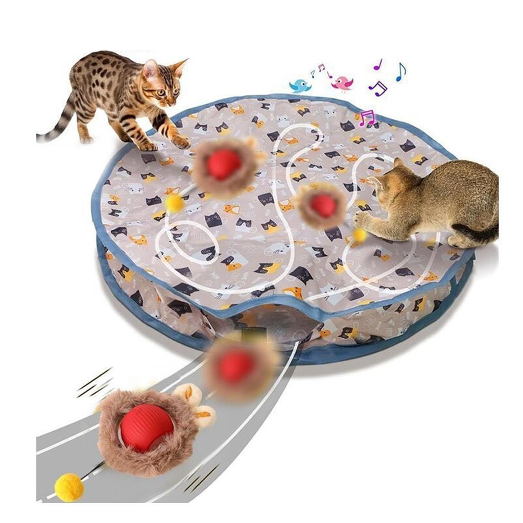Motion Activated Cat Toy Balls Interactive Play Mat Fast Rolling Balls with Rechargeable Design for Boredom Cats Fun