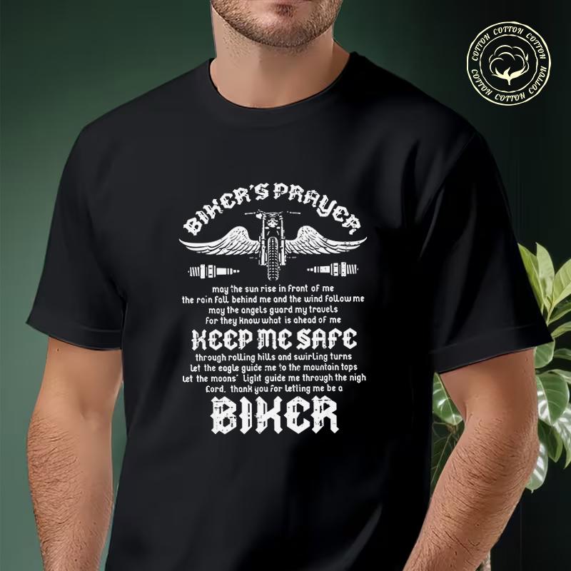 Men Cotton Casual T-shirts Bikers Prayer Vintage Motorcycle Motorbike Tee Men S Summer Cycling