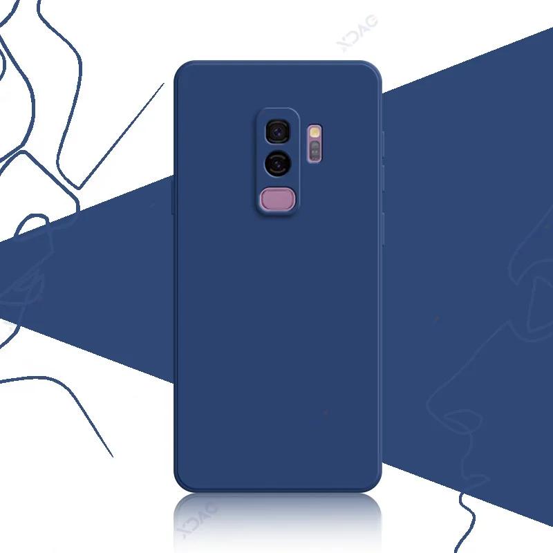 Luxus Quadratische Flüssigsilikon Hülle für Samsung Galaxy S9 Plus SamsungS9Plus 360 Weiche Handyhülle Wasserdicht Coque