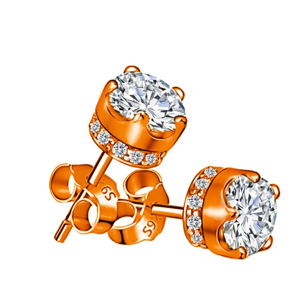 Korean Full Pave Zircon Hypoallergenic Round Stud Earrings