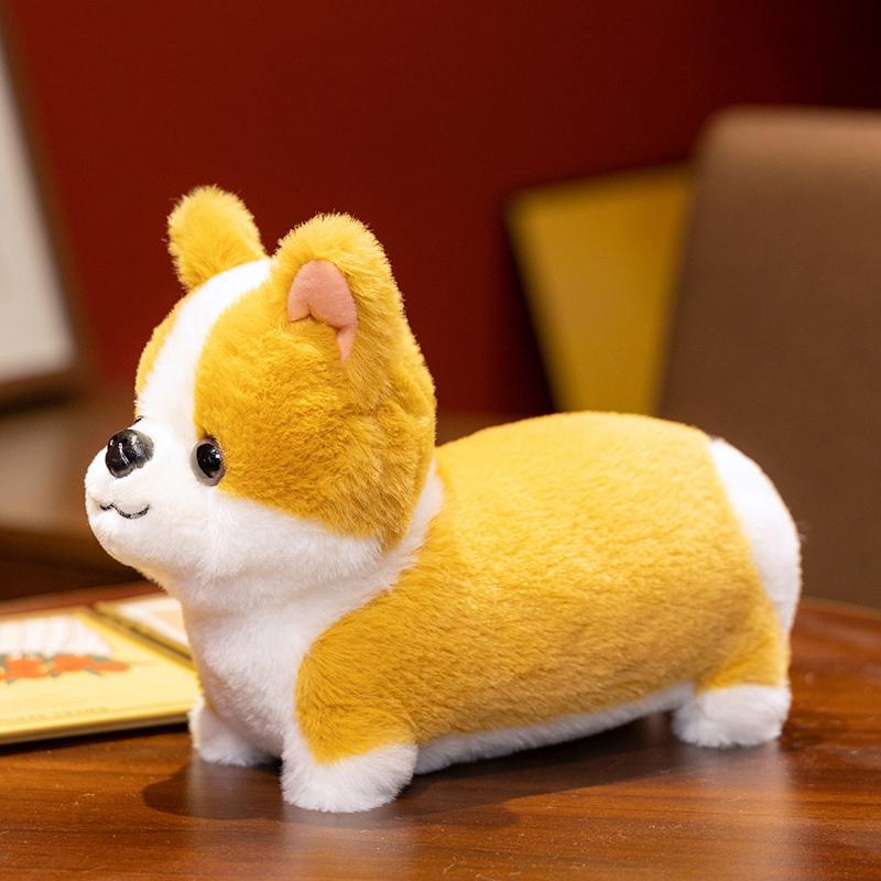 Lifelike Corgi Dog Plush Toy Cute Simulation Stuffed Animal Puppy Inu Fluffy Baby Doll Gift for Children Birthday