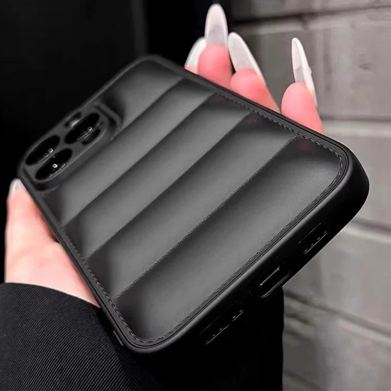 Colorful Down Jacket pattern silicon phone case for iPhone 16 15 14 13 12 11 Pro Max Plus full camera shockproof soft back cover