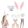 Hasenohren Stirnband Kragen Fliege Manschetten Hasen Schwanz für Halloween Cosplay Party Osterhasen Kostüm Set für Damen