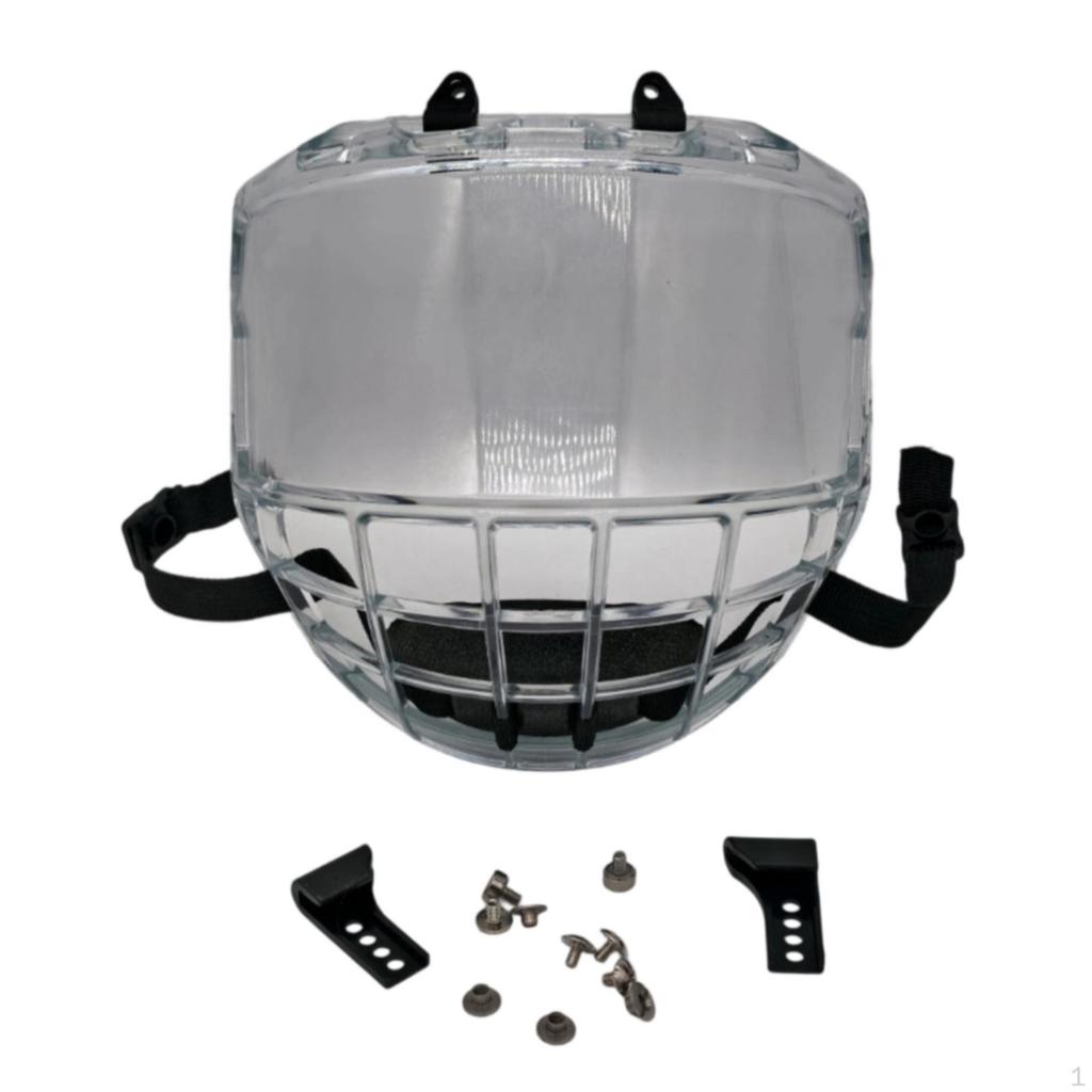 Visière Faciale avec Grille Protection de Casque Transparente pour Athlètes de Hockey, Sports