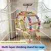 Wood Parrot Swing Toys Non-slip Parrot Climbing Toy Training Stand Pet Chewing Toy  Cockatiel