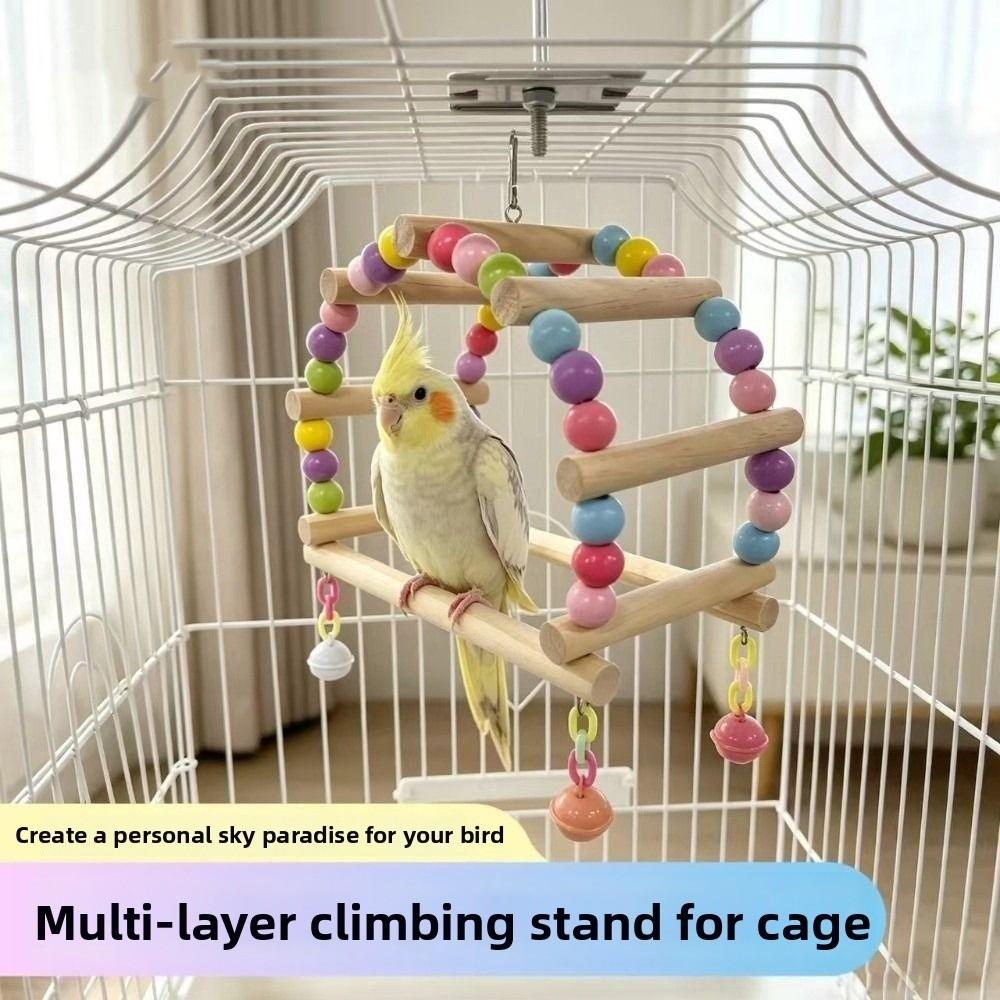 Wood Parrot Swing Toys Non-slip Parrot Climbing Toy Training Stand Pet Chewing Toy Cockatiel