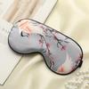 Silk Sleep Eye Mask For Women Men Soft Crane Print Blindfold Portable Night Mask Relaxing Eye Cover