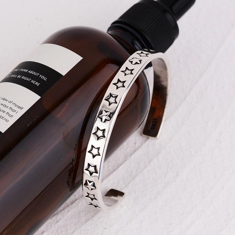 ANENJERY Stern Muster Armband Armreifen Für Frauen Männer Einfache Klassische Retro Beliebte Thai Silber Schmuck