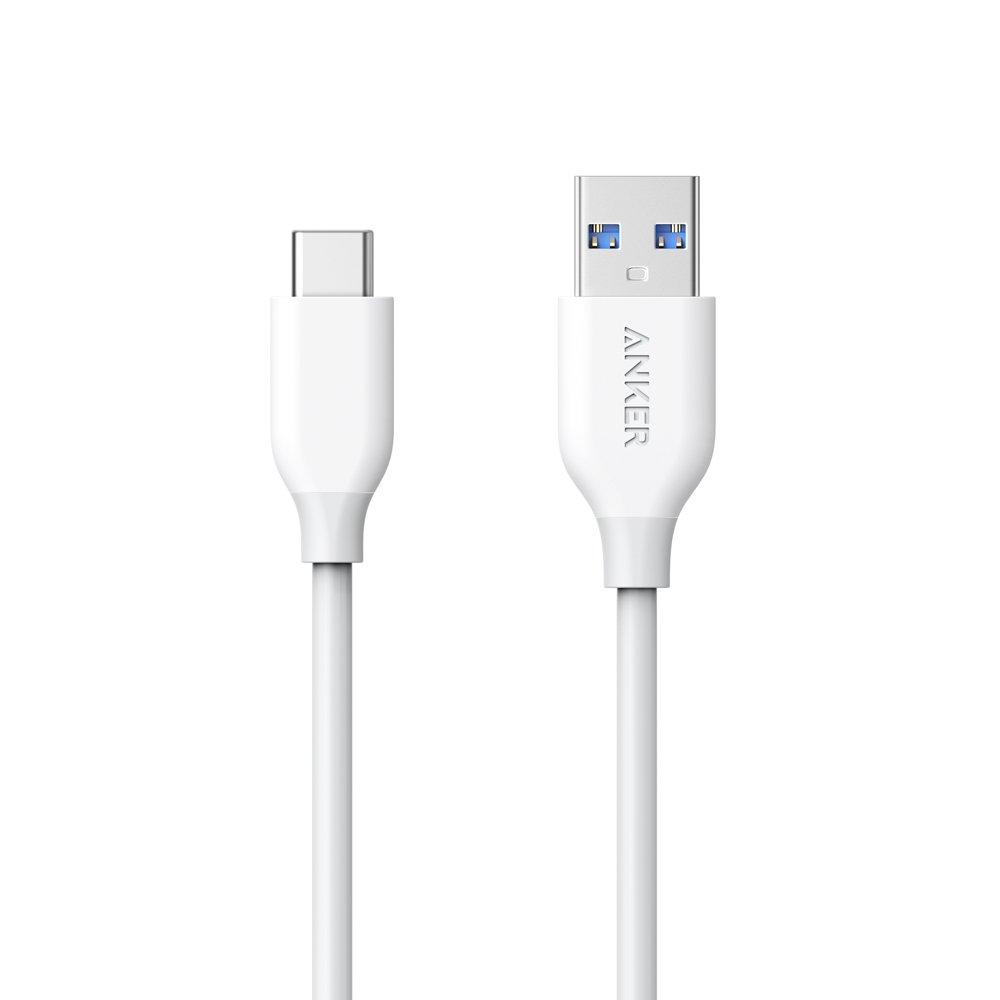 

Anker USB Type C PowerLine Compatible with iPhone iPad and other Android Ideal for Remote and Home Office Cable, USB-C & USB-A 3.0 Cable, 0.9m White, белый