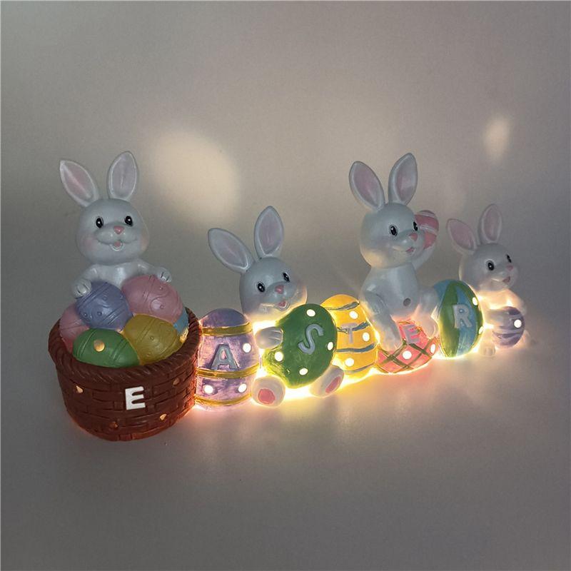 AEE2-Easter Bunny Decorations For Bedroom Cute - 2D Easter Egg Bunny Bunny Party Centerpiece Cutouts TV Cabinet