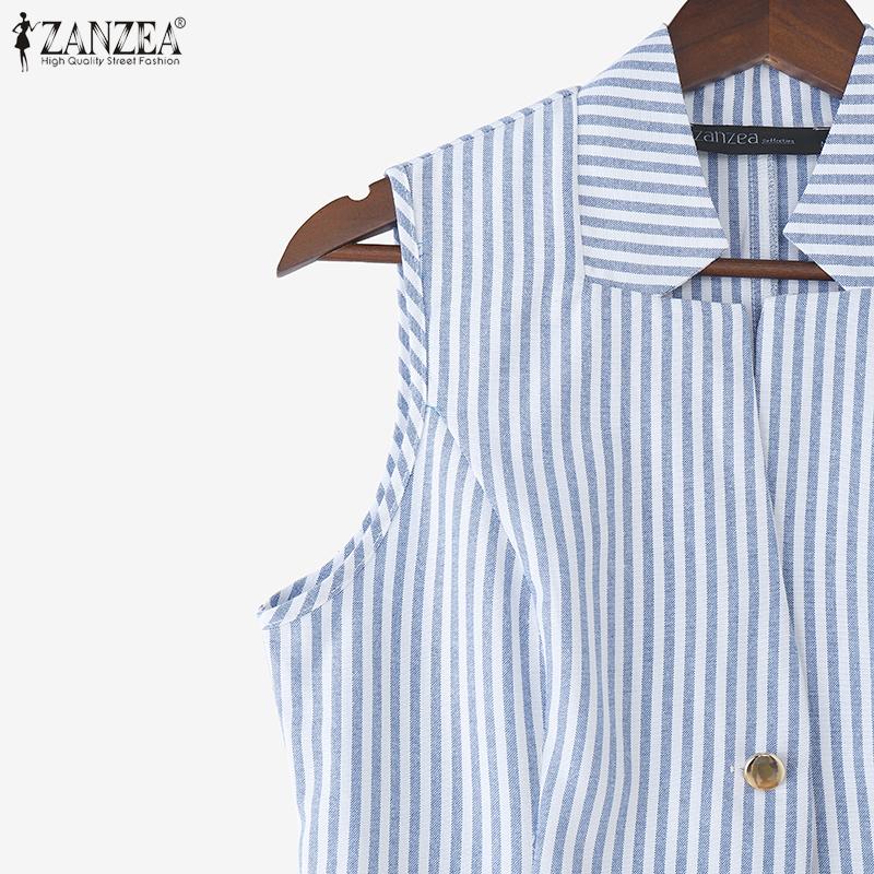 ZANZEA Dámské letní pruhované ležérní topy bez rukávů