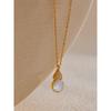 Yhpup Delicate Shiny Cubic Zirconia Natural Shell Exquisite Gourd Necklace Pendant Stainless Steel High Quality Jewelry Gift