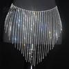 Disco Party Hip Chain Rhinestone Tassel Waist for Women, Sparkly Sexy Belly Dance Body Skirt-Style Crotch Covering Accessory, Elastic Belt Stage