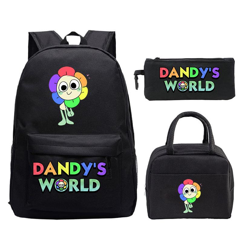 Dandy's World Game Merchandise Printed Primary and Secondary School Schoolbag Three-piece Set Foreign Trade Popular Children's Backpack