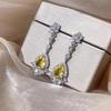 Stud Earrings Inlaid Topaz Earrings Women'S Earrings Temperament High-End Design Jewelry Light Luxury High-End Sense