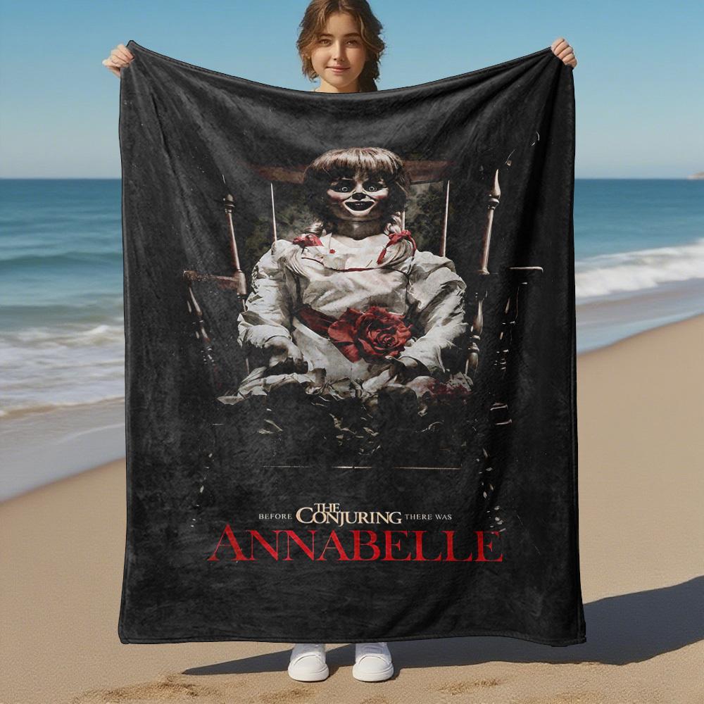 1pc ANNABELLE CONJURINGOutdoor Flannel Blanket Soft Plush Decor for Picnics, camping,Bedroom, Playroom, or Lunch Break, Perfect Gift