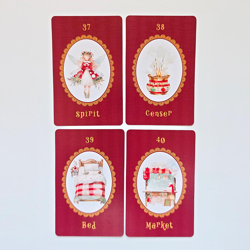 9*6cm Christmas Carol Lenormand Deck 42 Pcs Cute Christmas-themed Lenormand Cards Printed On 350GSM Double-embossed Cardstock