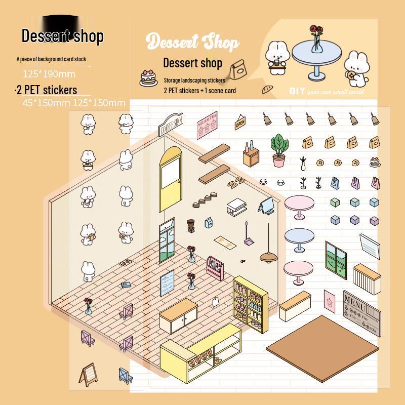 Mini DIY Kitchen Scenery Stickers: 2.5D PET Series for Journals