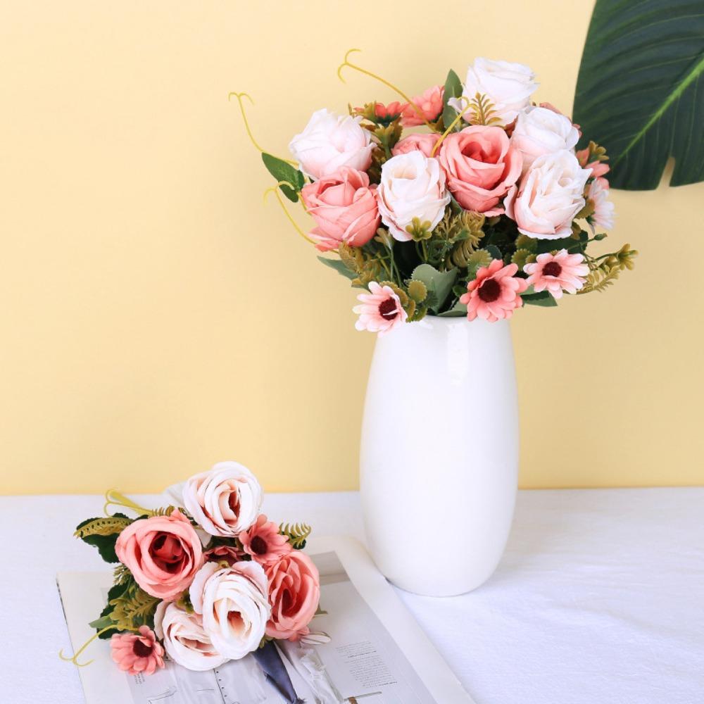 5 Heads Simulated Rose Curled Small Artificial Rose Flowers New Vintage Silk Rose Home Decor