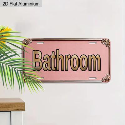 2D Flat 1pc 12''x6'' Retro "BATHROOM" Sign, Elegant Modern Wall Art for Home, Powder Room, Vanity & Farmhouse Decor,Only for Decoration